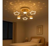Epochglo Creative Starry Sky Ceiling Light for Kids Room 60CM, Dimmable LED Ceiling Lamp with Moon Projection, Remote Control, Timer & Night Light 3000K-6500K for Baby Bedroom Nursery