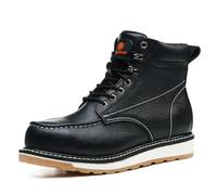 Epochsaga Men's Retro Work Boots with Logo Embossing, Sturdy Thick Sole Casual Ankle Boots for Daily and Outdoor Use