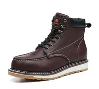Epochsaga Men's Retro Work Boots with Logo Embossing, Sturdy Thick Sole Casual Ankle Boots for Daily and Outdoor Use