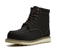 Epochsaga Men's Retro Work Boots with Logo Embossing, Sturdy Thick Sole Casual Ankle Boots for Daily and Outdoor Use