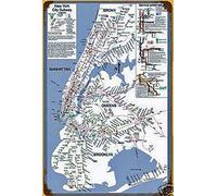 EpochSign Metal Tin Sign New York Subway Map weathered steel sign New Metal Aluminum Sign 8x12 inches