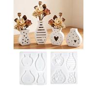 EPODA 4 Piece Mini Vase Silicone Moulds Set, Casting Moulds for Epoxy Resin, Concrete & Plaster - Versatile DIY Shapes for Small Flower Pots, Planters and Home Decoration