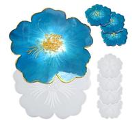 EPODA 5Pcs Large Resin Tray Mold,Moulds for Resin Casting,Epoxy Casting Mould for Coaster, DIY Craft Making Resin Fruit Tea Tray,Serving Tray Mold
