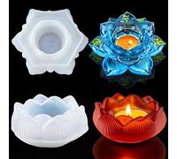 EPODA Epoxy Resin Moulds, 2Pcs Lotus Shape Candles Holder Silicone Resin Mold for Decorative Table Centerpieces, Perfect for Christmas and Holiday Gifts
