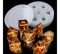 EPODA Large Dice Resin Mould,Epoxy Resin Moulds,7 Standard Polyhedral Silicone Dice Mold for DIY Table Game Dice Making
