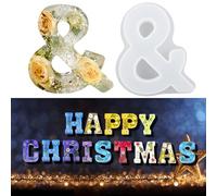 EPODA Large Letter Resin Moulds, 3D Alphabet Molds for Resin, Resin Letters Mould for Flowers, Silicone Moulds for DIY Crafts,Home Party Decoration,Birthday Wedding Party(&)
