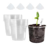 EPODA Plant Pots, 30 Pack 6 Inch Clear Plastic Nursery Pots with Drainage Holes And 20 Pack Plant Labels- Transparent Flexible Garden Pots for Indoor And Outdoor Use