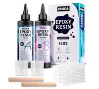 EPODA Resin Kit 16oz/474ml, Epoxy Resin and Hardener, Bubble Free Casting Resin, Clear Crystal Resin Kits for Beginners with Measuring Cups, Sticks, Gloves