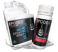 EPODEX Epoxy Resin Kit PRO | Crystal clear epoxy resin for pour heights up to 2 cm | Casting resin Kit with or without pigments | Art Resin, Doming, Jewellery, small moulded and poured pieces