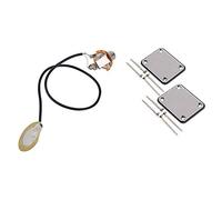 Epodmalx 1x Acoustic Guitar Transducer Pre-Wired Amplifier Piezo Jack Pickup & 2 Pcs Guitar Metal Neck Plates with Plastic Mat