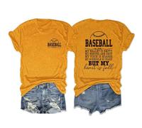 Epokay Baseball Passion T-Shirt Empty Wallet Shot Nerves Hoarse Voice Crazy Schedule Baseball Lover Preferred Roundneck Tee, Mustard Yellow, M