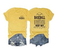 Epokay Baseball Passion T-Shirt Empty Wallet Shot Nerves Hoarse Voice Crazy Schedule Baseball Lover Preferred Roundneck Tee, Yellow, M