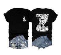 Epokay Expensive Difficult and Talks Back T-Shirt A Skull Sexy Woman Sipping Drink Rebellious Soul Humor Graphic Tees, 1-black, XXL