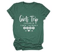 Epokay Girls' Trip 2024 T-Shirt Cheaper Than Therapy Ultimate Fun Friendship Graphic Tees Gift for Girls Crewneck Top, 2-retro Green, XS