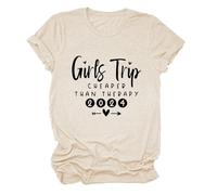 Epokay Girls' Trip 2024 T-Shirt Cheaper Than Therapy Ultimate Fun Friendship Graphic Tees Gift for Girls Crewneck Top, 2-sandy, S