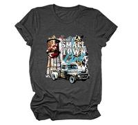 Epokay Just a Small Town Girl T-Shirt Nostalgic Small Town Dreamer Self-Discovery Inspirable Graphic Tees for Women, 2-black Grey, L