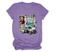 Epokay Just a Small Town Girl T-Shirt Nostalgic Small Town Dreamer Self-Discovery Inspirable Graphic Tees for Women, 2-purple, XL