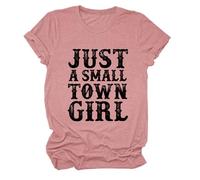 Epokay Just a Small Town Girl T-Shirt Nostalgic Small Town Dreamer Self-Discovery Inspirable Graphic Tees for Women, 3-rose Gold, M
