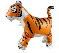 Epokus Tiger Foil Balloon, 3D XXL Animal Helium Balloon, Standing with Wheels, 1 Piece, Birthday Party Decoration for Children, Boys & Girls