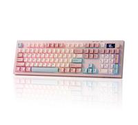 EPOMAKER AULA S102 PRO Membrane Gaming Keyboard with TFT Screen, Volume Knob & Number Pad, BT/2.4G/USB, RGB Backlit, Creamy Silicone Structure, Silent Keyboard for PC Game/Office (Pink)