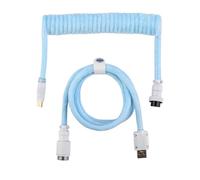 EPOMAKER FurMix Custom Coiled Keyboard Cable, 1.5m USB-C to USB-A Double-Sleeved Cable for Mechanical Keyboard, with Detachable 5-Pin Metal Aviator Connector for Gaming Keyboard (Blue)
