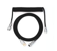 EPOMAKER MIX Type C Coiled Cable 1.8m, Type-C To USB A, TPU Mechanical Keyboard Cable with Detachable Aviator Connector for Gaming Keyboard (Black)