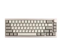 EPOMAKER P65 QMK/VIA Wireless Aluminum Gaming Keyboard, Bluetooth/2.4Ghz/USB A-C, Hot Swappable, Gasket-Mount, NKRO, for Mac/PC/PS/Xbox (Retro White, Wisteria Linear Switch)