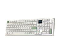 EPOMAKER RT100 PRO Tri-Mode Mechanical Keyboard, 1.54" Hot-Swap Screen, Knob, Retro PBT Keycap, Mac Keys, Thocky Gasket, Custom Driver, RGB, BT/2.4G Wireless Gaming Keyboard (White, Sea Salt Silent)