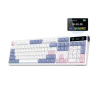 EPOMAKER TH108 PRO Full Size Mechanical Keyboard with Screen & Knob, Wireless Gaming Keyboard with 10000mAh, Creamy Gasket, Hot Swap, Custom Driver, RGB Backlight (White, Sea Salt Silent Switch)