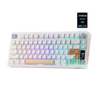 EPOMAKER TH80 V2 PRO Wireless Mechanical Keyboard, Screen & Knob, 10000mAh & 2.4G/BT, Hot-Swap, PBT Keycap, Mac Modifier, RGB, Creamy Gasket, Custom Gaming Keyboard for Mac/PC (White, Sea Salt Silent)