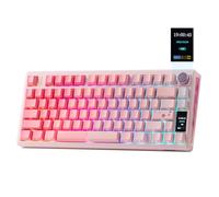 EPOMAKER TH80 V2 PRO Wireless Mechanical Keyboard, Screen & Knob, 10000mAh & 2.4G/BT, Hot-Swap, PBT Keycap, Mac Modifier, RGB, Creamy Gasket, Custom Gaming Keyboard for Mac/PC (Pink, Sea Salt Silent)