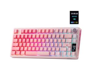 EPOMAKER TH80 V2 PRO Wireless Mechanical Keyboard, Screen & Knob, 10000mAh & 2.4G/BT, Hot-Swap, PBT Keycap, Mac Modifier, RGB, Creamy Gasket, Custom Gaming Keyboard for Mac/PC (Pink, Creamy Jade)