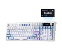 EPOMAKER TH99 PRO 96% Mechanical Keyboard with Screen & Knob, 10000mAh, 2.4Ghz/BT,Hot Swap,Custom Driver,RGB Backlit,PBT Keycap,Gasket,Wireless Gaming Keyboard for PC/Mac (White, Sea Salt Silent)