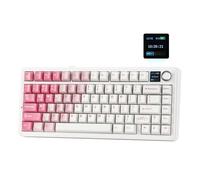 EPOMAKER X Aula F75 MAX Wireless Mechanical Keyboard with TFT Screen and Knob, Gasket Keyboard in 75% US Layout, Hot Swappable Gaming Keyboard for PC/Mac/Linux (White Pink, Reaper Switch)