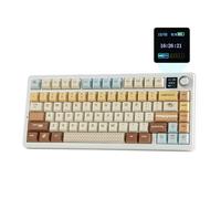 EPOMAKER X Aula F75 MAX Wireless Mechanical Keyboard with TFT Screen and Knob, Gasket Keyboard in 75% US Layout, Hot Swappable Gaming Keyboard for PC/Mac/Linux (Caramel, Reaper Switch)