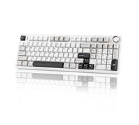 EPOMAKER X Aula F99 PRO Wireless Gaming Keyboard, 8000mAh, Knob, Lubed Switch, Creamy Gasket, Hot Swappable, Custom, 2.4GHz/USB/BT Mechanical Keyboard, RGB Backlit, PBT Keycap (Black GreyWhite)