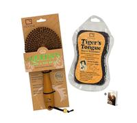 Epona Tigers Tongue Horse Groomer & The Queens Brush Set - Grooming Scrubber Sponge & Hair Brush for Removing Dirt & Dander on Horse's Mane & Tail - For Equestrians and Horse Owners, with E-Book