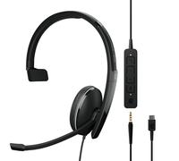 EPOS ADAPT 135 USB-C II Wired headset for PC and smartphone, with mono design and dual 3.5mm jack + USB-C connection, ideal for office work.