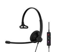 EPOS Impact 100 MS Mono USB-C+A Headset mit Mikrofon, Microsoft Teams Zertifiziert, Geräuschunterdrückung, leichtes Design, Silikonstütze, USB-Adapter, Anrufsteuerung, UC Business, Schwarz