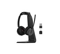 EPOS IMPACT 1000 MS UC ANC Wireless Headset with Charging Stand & USB-C + USB-A Wireless Adapter for PC & Mac - Bluetooth On-Ear Headphones with AI Noise-Canceling Mic