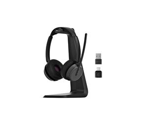 EPOS IMPACT 1000 USB-C Duo Headset + dongle and charging dock Professional binaural Bluetooth headset, BTD 900c USB adapter and wireless charging dock