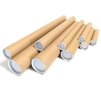 EPOSGEAR 10 Pack Postal Tubes with End Caps, Cardboard Mailing Tubes for Posters, Blueprints, Artwork, Documents etc (Large B2 (625mm x 76mm))
