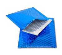 EPOSGEAR 100 Blue Shiny Metallic Foil Bubble Padded Bag Mailing Envelopes - Perfect for Marketing, Promotions or and Alternative to Gift wrap (CD - 165mm x 165mm)
