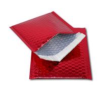 EPOSGEAR 100 Red Shiny Metallic Foil Bubble Padded Bag Mailing Envelopes - Perfect for Marketing, Promotions or and Alternative to Gift wrap (CD - 165mm x 165mm)