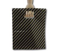 EPOSGEAR® 200 Medium Black and Gold Striped Gift Shop Boutique Punch Handle Plastic Carrier Bags 9" x 11" (225mm x 285mm)
