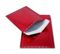 EPOSGEAR 25 Red Shiny Metallic Foil Bubble Padded Bag Mailing Envelopes - Perfect for Marketing, Promotions or and Alternative to Gift wrap (A5 / C5 (DVD) - 250mm x 180mm)