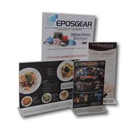 EPOSGEAR® 5 Pack - A5 Landscape Clear Perspex Acrylic Double Two (2) Sided Upright Counter Menu Leaflet Flyer Poster Sign Holder Display Stands