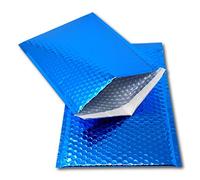 EPOSGEAR 50 Blue Shiny Metallic Foil Bubble Padded Bag Mailing Envelopes - Perfect for Marketing, Promotions or and Alternative to Gift wrap (A4 / C4-324mm x 230mm)