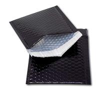 EPOSGEAR 50 C6+ Black Shiny Metallic Foil Bubble Padded Bag Mailing Envelopes - Perfect for Marketing, Promotions or and Alternative to Gift wrap (CD - 165mm x 165mm)