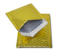 EPOSGEAR 50 Gold Shiny Metallic Foil Bubble Padded Bag Mailing Envelopes - Perfect for Marketing, Promotions or and Alternative to Gift wrap (A6 / C6-165mm x 140mm)